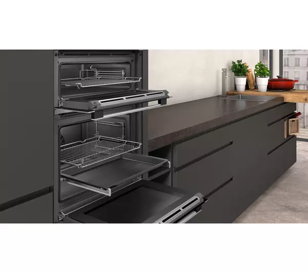 NEFF N50 U2ACM7HH0B Electric Double Pyrolytic Smart Oven - Stainless Steel