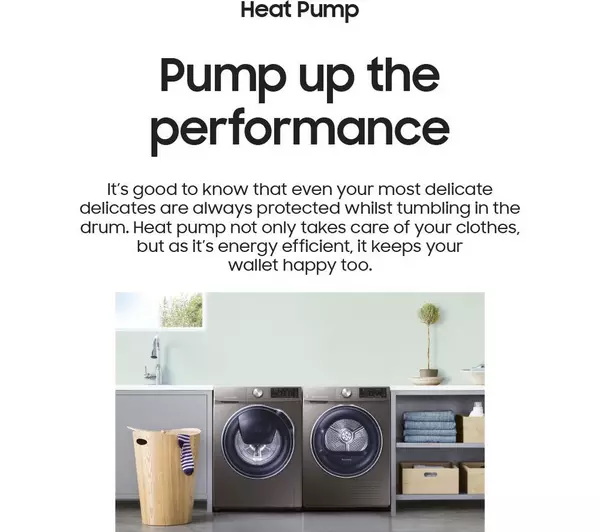 SAMSUNG Series 6 OptimalDry DV80T5220AW/S1 WiFi-enabled 8 kg Heat Pump Tumble Dryer - White