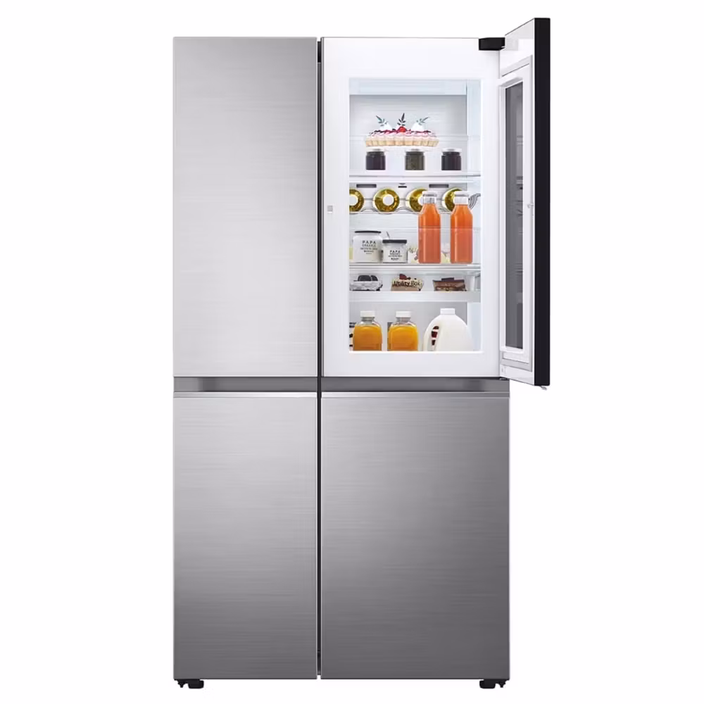 LG InstaView ThinQ GSQV90PZAE American-Style Fridge Freezer - Shiny Steel