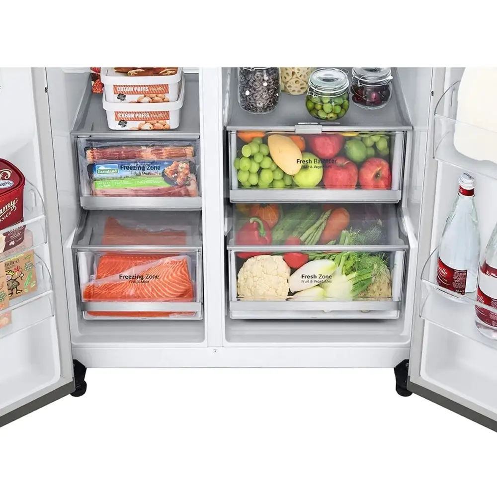 LG InstaView ThinQ GSQV90PZAE American-Style Fridge Freezer - Shiny Steel