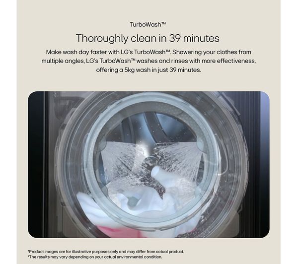 LG EZDispense F4Y511GBLA1 11 kg 1400 Spin Washing Machine - Grey