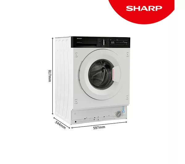 SHARP ES-NIH814BWA-EN Integrated 8 kg 1330 Spin Washing Machine - White