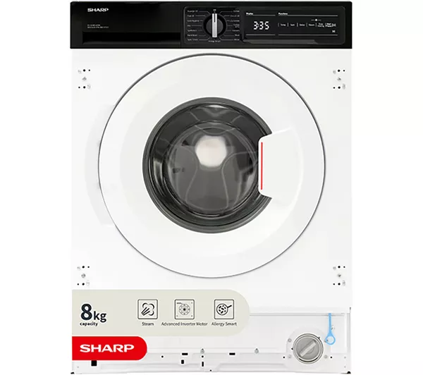 SHARP ES-NIH814BWA-EN Integrated 8 kg 1330 Spin Washing Machine - White