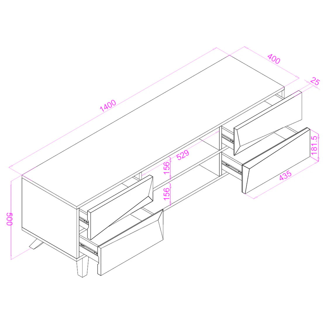 ALPHASON Olympus 1400 mm TV Stand - Black
