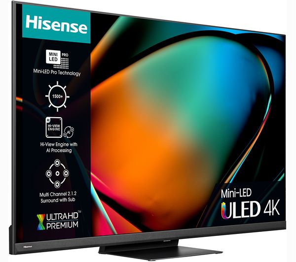HISENSE 55U8KQTUK 55" Smart 4K Ultra HD HDR Mini-LED TV with Amazon Alexa
