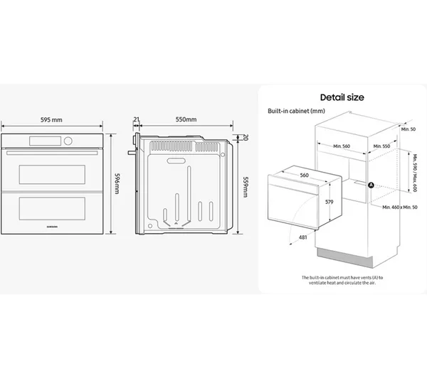 SAMSUNG Bespoke Series 6 Dual Cook Flex NV7B6785JAK U4 Electric Steam Smart Oven - Clean Black