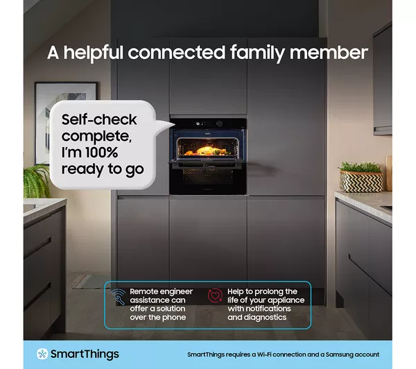 SAMSUNG Bespoke Series 6 Dual Cook Flex NV7B6785JAK U4 Electric Steam Smart Oven - Clean Black