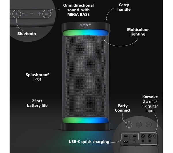 SONY SRS-XP700 Portable Bluetooth Speaker - Black