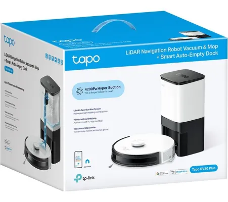 TP-LINK RV30 Plus V1 Robot Vacuum Cleaner - Black & White