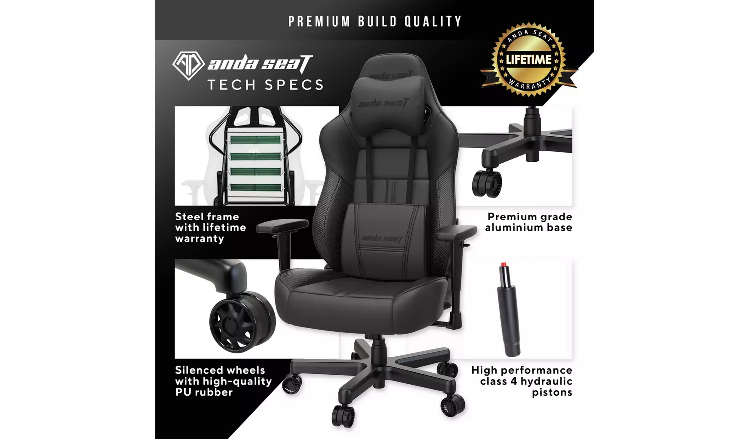 ANDASEAT Dark Demon Dragon Gaming Chair - Black