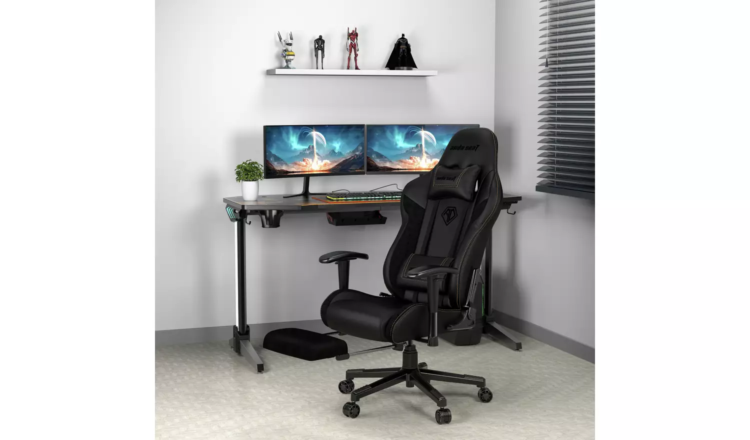 ANDASEAT Jungle II Footrest Edition Gaming Chair - Black