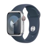 APPLE Watch Series 9 Cellular - 41 mm Silver Aluminium Case with Storm Blue Sport Band M L