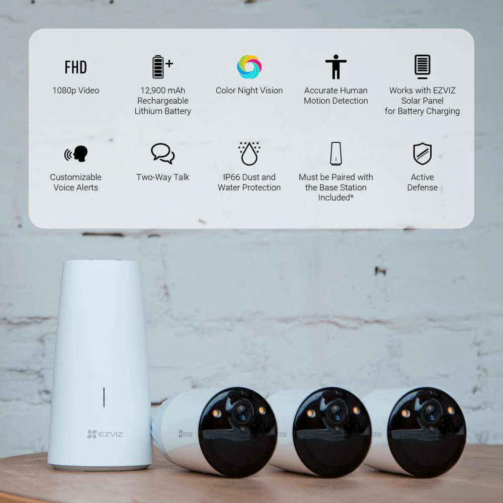 EZVIZ BC1-B3 Outdoor Full HD 1080p WiFi Security Camera - 3 Cameras