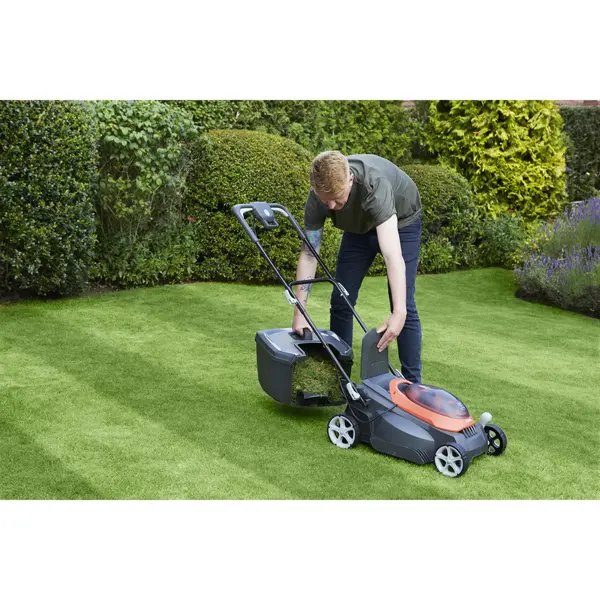 FLYMO UltraStore 380R Cordless Rotary Lawn Mower - Orange & Grey