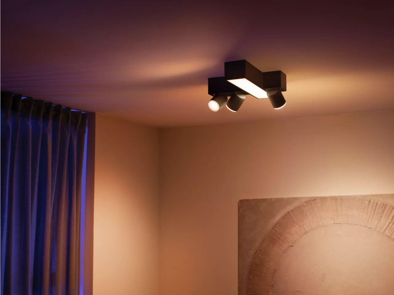 PHILIPS HUE Centris White and Colour Smart LED 3-Spot Cross Ceiling Light