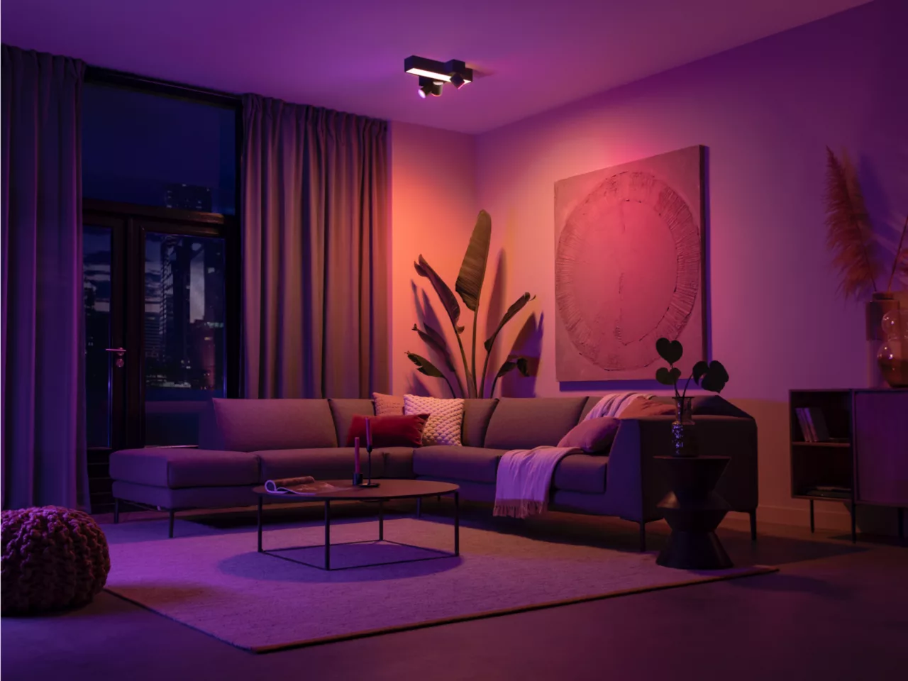 PHILIPS HUE Centris White and Colour Smart LED 3-Spot Cross Ceiling Light