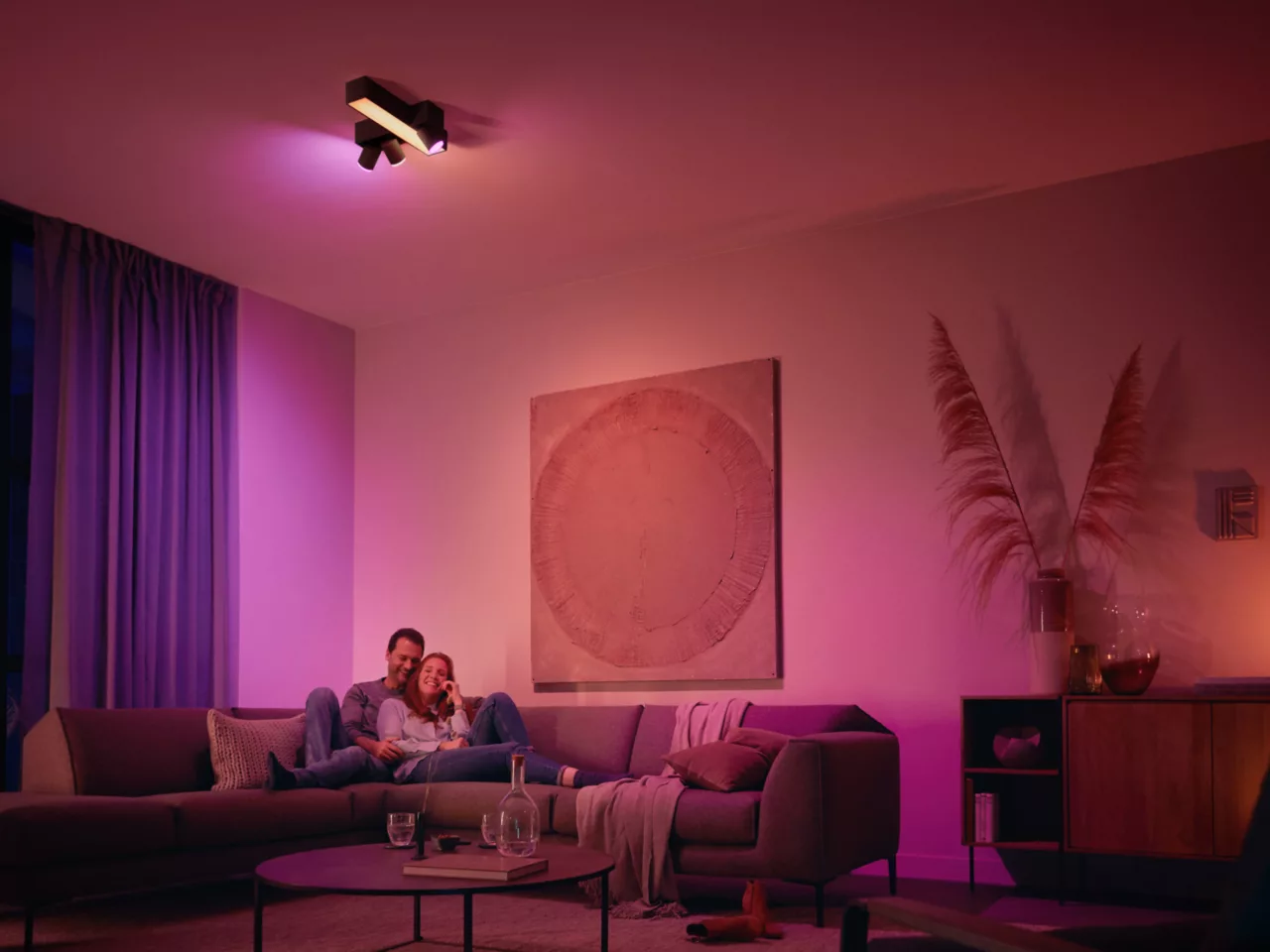 PHILIPS HUE Centris White and Colour Smart LED 3-Spot Cross Ceiling Light