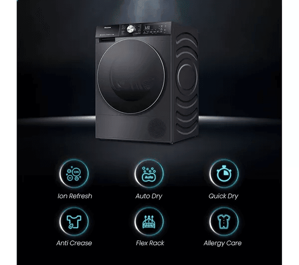 HISENSE 5S Series DH5S102BB WiFi-enabled 10 kg Heat Pump Tumble Dryer - Black