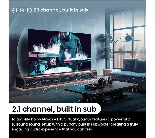 HISENSE 65U7NQTUK 65 Smart 4K Ultra HD HDR Mini LED TV with Amazon Alexa