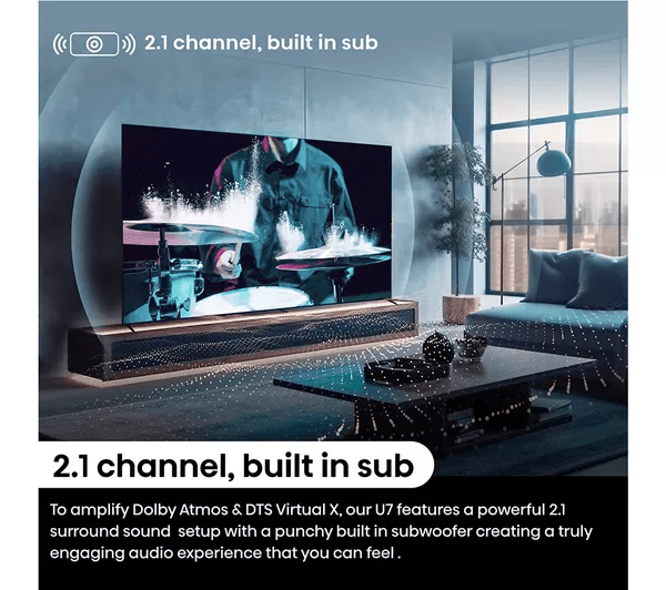 HISENSE 75U7NQTUK 75 Smart 4K Ultra HD HDR Mini LED TV with Amazon Alexa