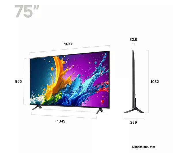 LG 75QNED80T6A 75 Smart 4K Ultra HD HDR QNED TV with Amazon Alexa