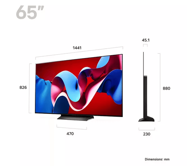 LG C4 65 inch OLED evo 4K HDR Smart TV (2024) - OLED65C44LA