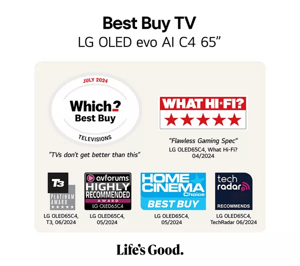LG C4 65 inch OLED evo 4K HDR Smart TV (2024) - OLED65C46LA