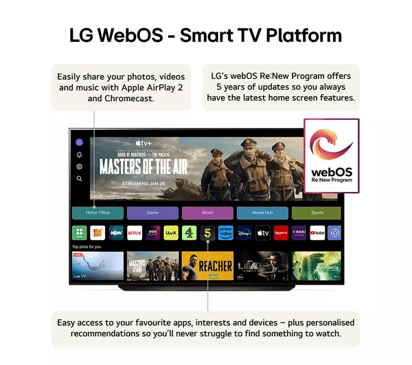 LG C4 83 inch OLED evo 4K HDR Smart TV (2024) - OLED83C44LA