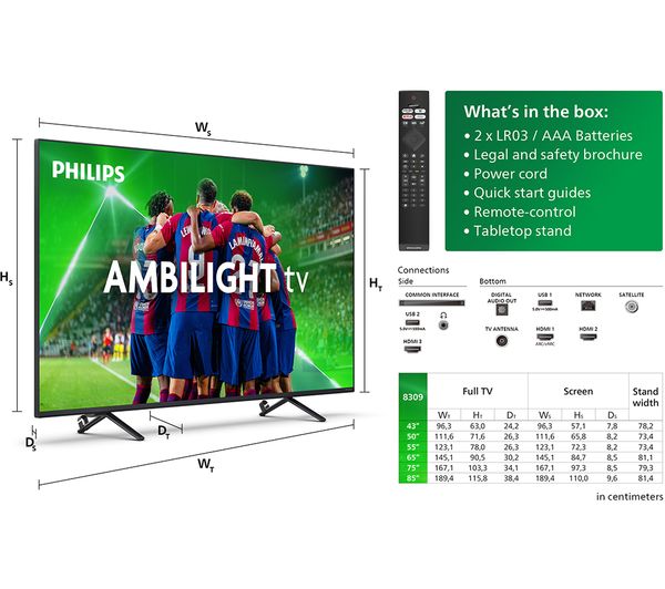PHILIPS Ambilight 75PUS8309 12 75 Smart 4K Ultra HD HDR LED TV