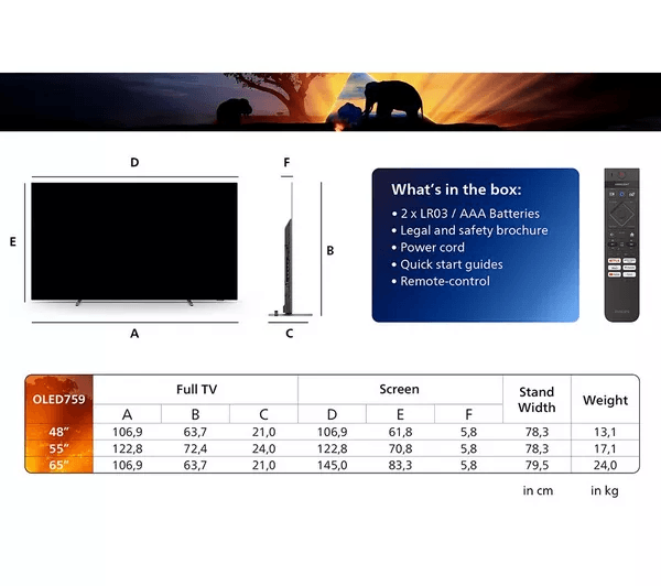 PHILIPS Ambilight 77OLED759 12 77 Smart 4K Ultra HD HDR OLED TV