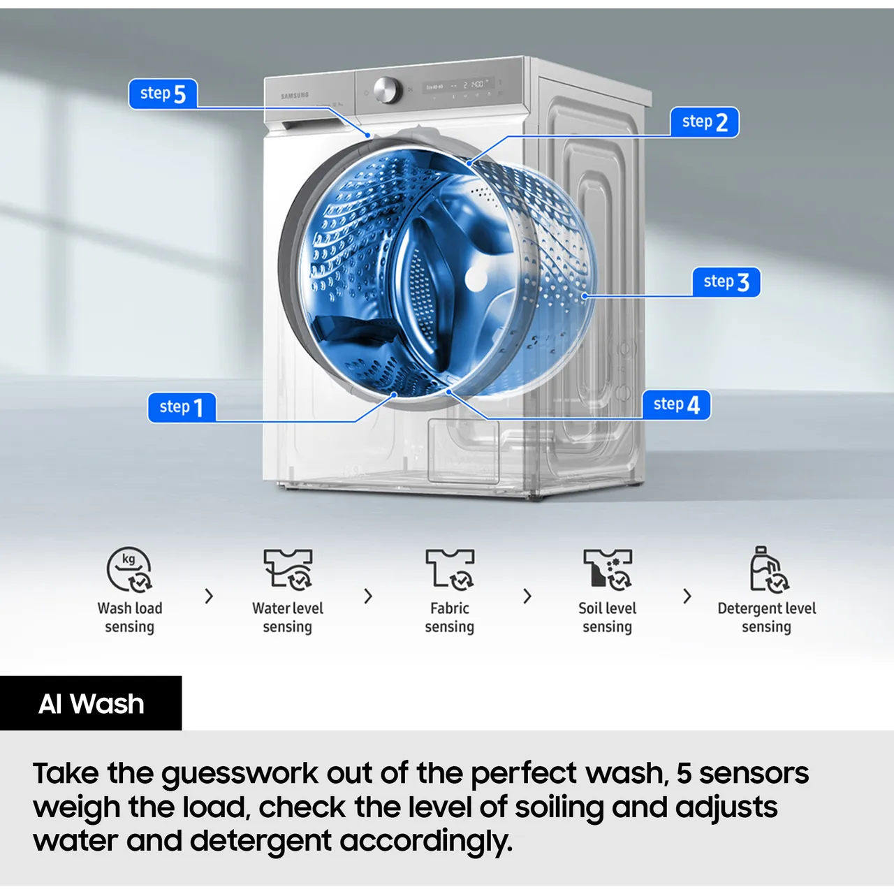 SAMSUNG Series 7 AI Energy AutoDose WW90DB7U94GEU1 WiFi-enabled 9 kg 1400 Spin Washing Machine - White