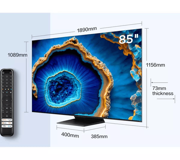 TCL 85C805K 85 Smart 4K Ultra HD HDR Mini LED QLED TV with Google Assistant & Alexa