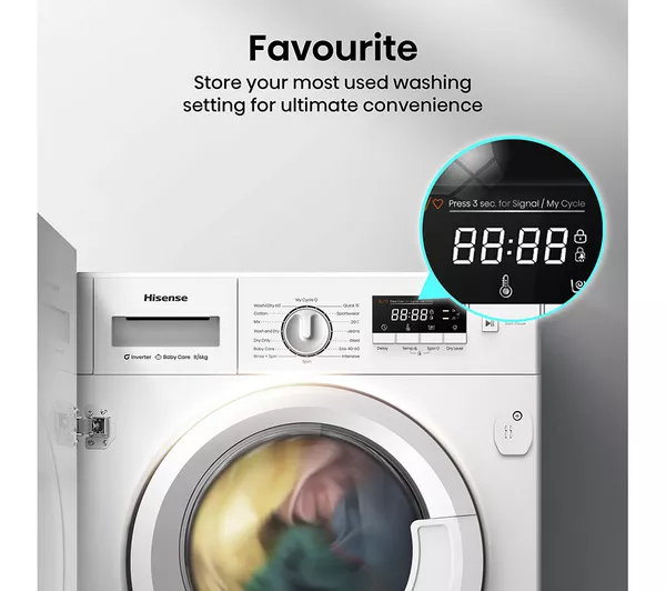 HISENSE 3 Series WD3M841BWI Integrated 8 kg Washer Dryer - White