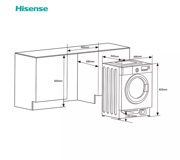 HISENSE 3 Series WD3M841BWI Integrated 8 kg Washer Dryer - White