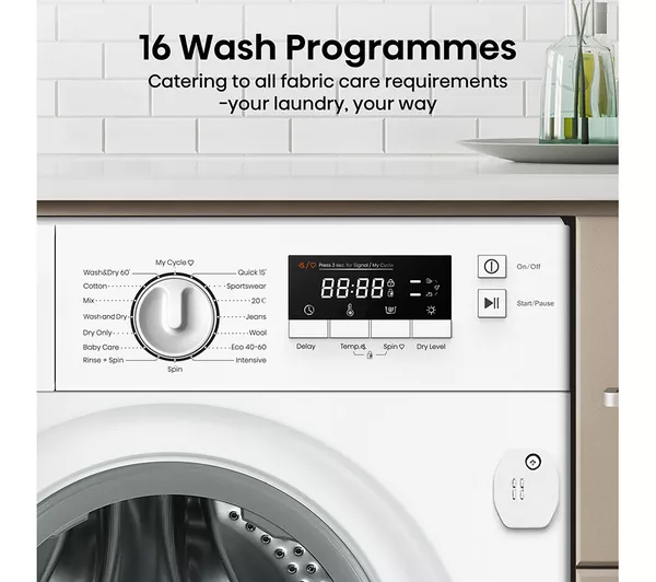 HISENSE 3 Series WD3M841BWI Integrated 8 kg Washer Dryer - White