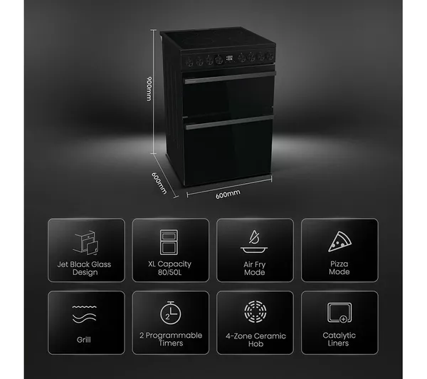 HISENSE Hi6 Max 80 50L HDCEC6C20B 60cm Electric Ceramic Cooker - Jet Black