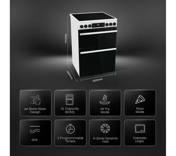 HISENSE Hi6 Max 80 50L HDCEC6C20W 60cm Electric Ceramic Cooker - White