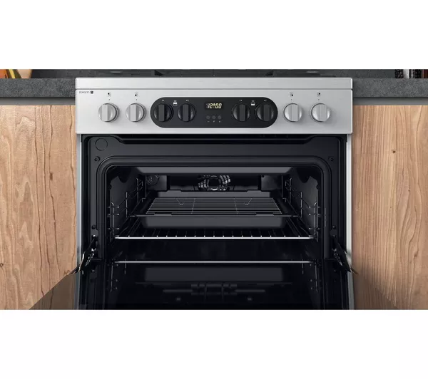 HOTPOINT Multiflow HDM67G8C2CX 60 cm Dual Fuel Cooker - Stainless Steel