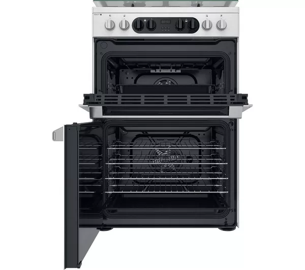 HOTPOINT Multiflow HDM67G8C2CX 60 cm Dual Fuel Cooker - Stainless Steel