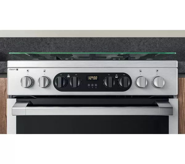 HOTPOINT Multiflow HDM67G8C2CX 60 cm Dual Fuel Cooker - Stainless Steel