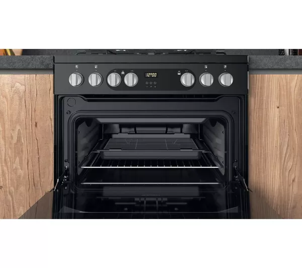 HOTPOINT Multiflow HDM67G9C2CB 60 cm Dual Fuel Cooker - Black