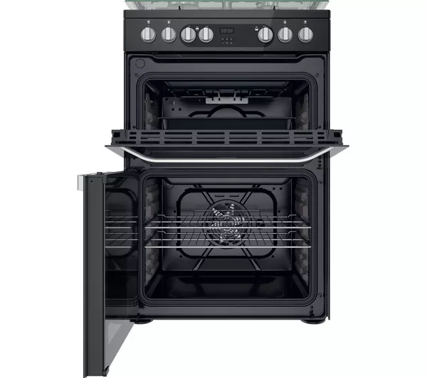 HOTPOINT Multiflow HDM67G9C2CB 60 cm Dual Fuel Cooker - Black