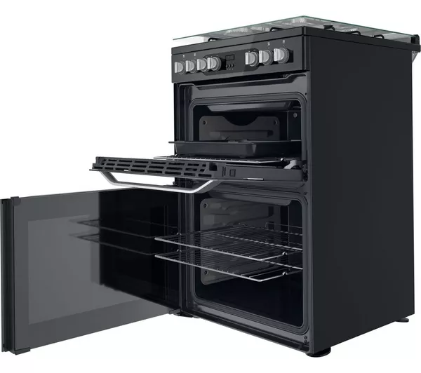 HOTPOINT Multiflow HDM67G9C2CB 60 cm Dual Fuel Cooker - Black