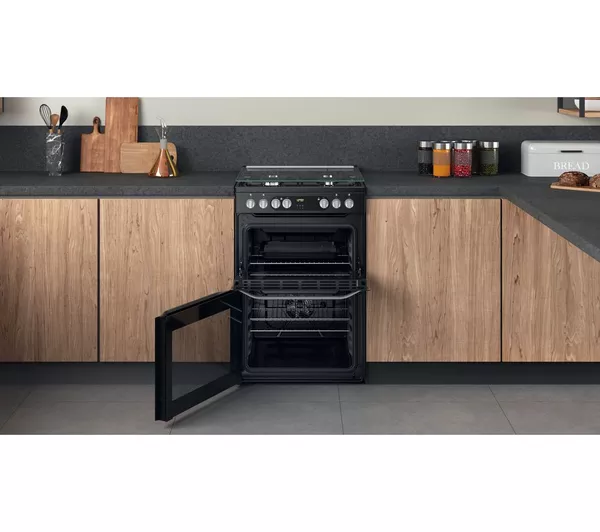 HOTPOINT Multiflow HDM67G9C2CB 60 cm Dual Fuel Cooker - Black