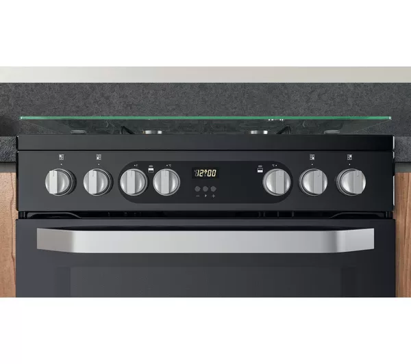 HOTPOINT Multiflow HDM67G9C2CB 60 cm Dual Fuel Cooker - Black