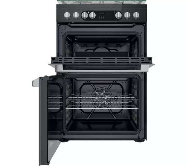 HOTPOINT Multiflow HDM67G9C2CSB 60 cm Dual Fuel Cooker - Black