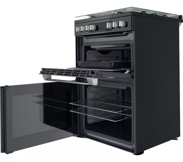 HOTPOINT Multiflow HDM67G9C2CSB 60 cm Dual Fuel Cooker - Black