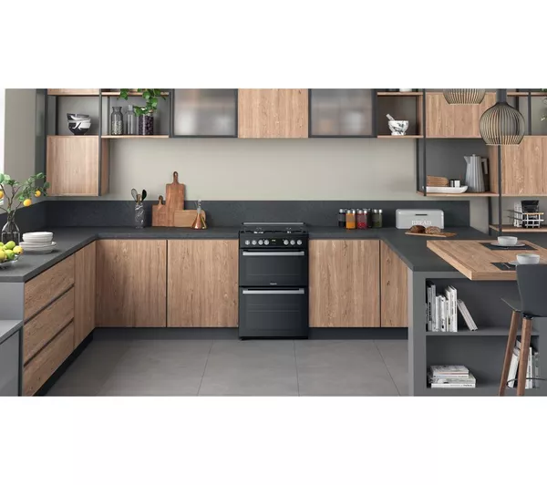 HOTPOINT Multiflow HDM67G9C2CSB 60 cm Dual Fuel Cooker - Black