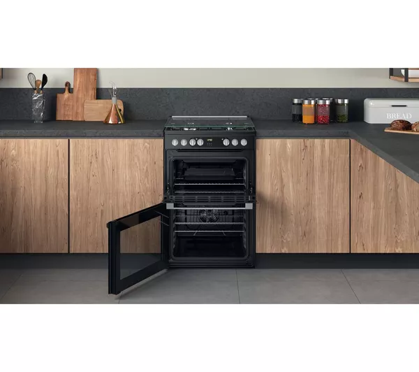 HOTPOINT Multiflow HDM67G9C2CSB 60 cm Dual Fuel Cooker - Black