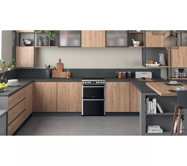 HOTPOINT Multiflow HDM67V8D2CX 60 cm Electric Ceramic Cooker - Stainless Steel